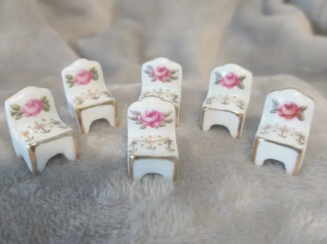 6 chaises miniature en porcelaine de limoges France