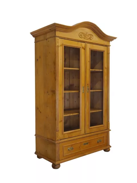 Vitrine Vitrinenschrank Bücherschrank antik um 1900 Weichholz B: 120 cm -11283-