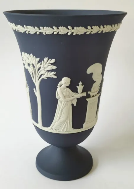 Wedgwood - Portland Bleu Vase à Pied