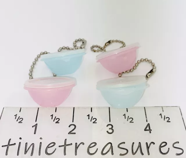 Tupperware keychain mini wonderlier Bowl set of 4 Blue Pink tinietreasures
