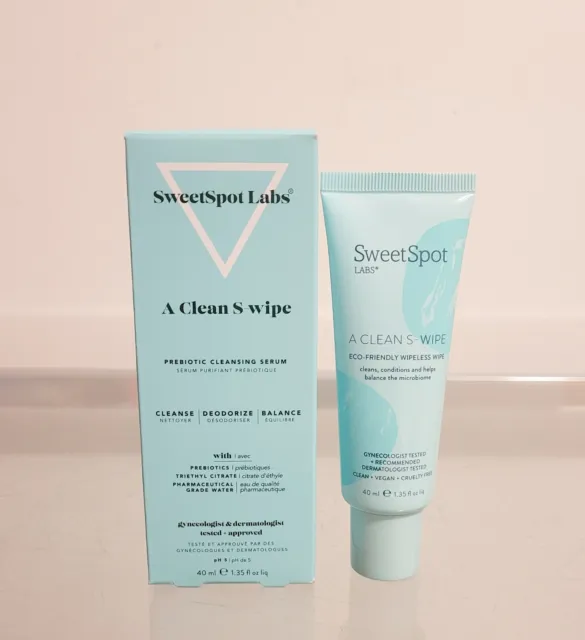 Suero de limpieza prebiótica SweetSpot Labs A Clean S-Wipe 1,35 oz NUEVO