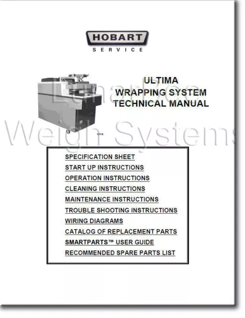 Hobart UWS Wrapper Ultima Wrapping System Operator Parts & Tech Manuals