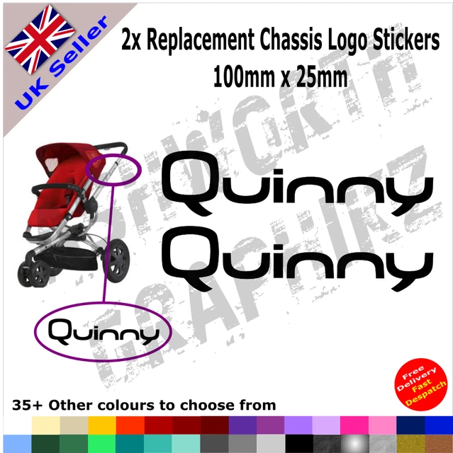 2x Quinny Buzz or Zapp Replacement Logo Stickers Pushchair Stroller 35+ Colours