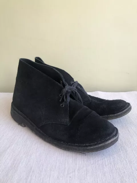 Clarks Originals Black Suede Leather Desert Boots Size 39 UK 6 Lace Up