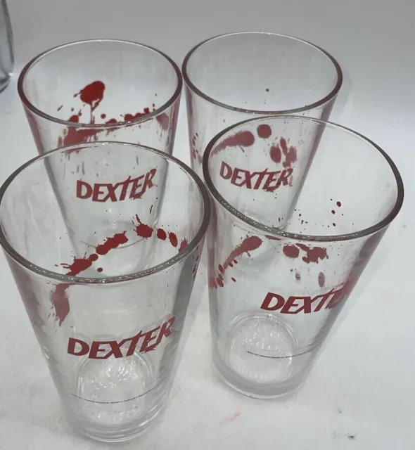 DEXTER Blood Spatter Pint Drinking Glasses, Set of 4