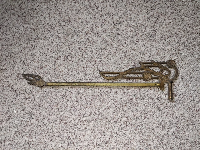 Antique Swing Arm Curtain Rod Ornate Cast Iron Art Nouveau Magnetic Numbered 12