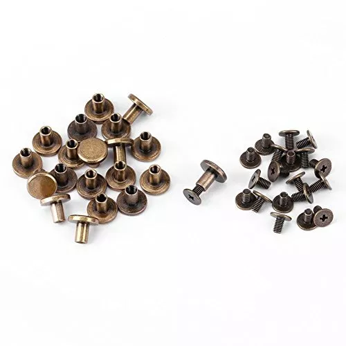 20pcs Metal Rivet Flat Head Copper Brass Screws Nuts Nails Rivets Leather Cap...