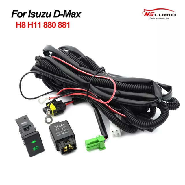 H8/H11 Connector Relay Switch Harness Wire For 12-19 Isuzu D-Max LED Fog Lights