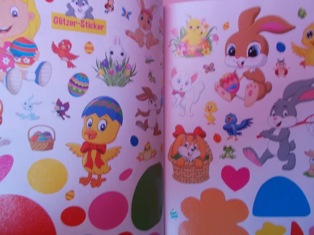 Glitzersticker Malbuch Mal- u. Rätselspaß 132 S. Frühling Ostern Formen Farben 3