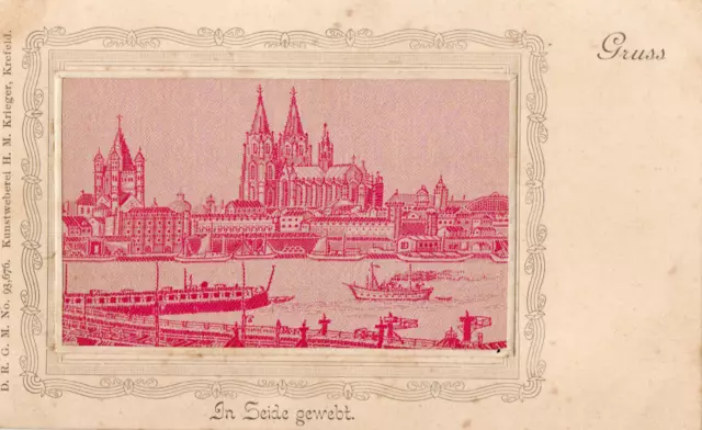 Early German Silk Postcard - Cologne Cathedral. Krieger,  Krefeld.