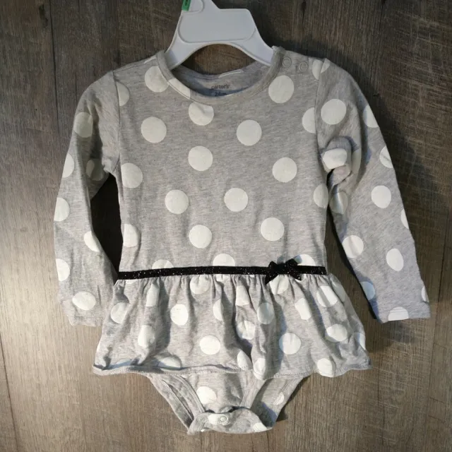 Carter’s Baby Girl Gray Spotted Cotton Romper Jumper 24 Months
