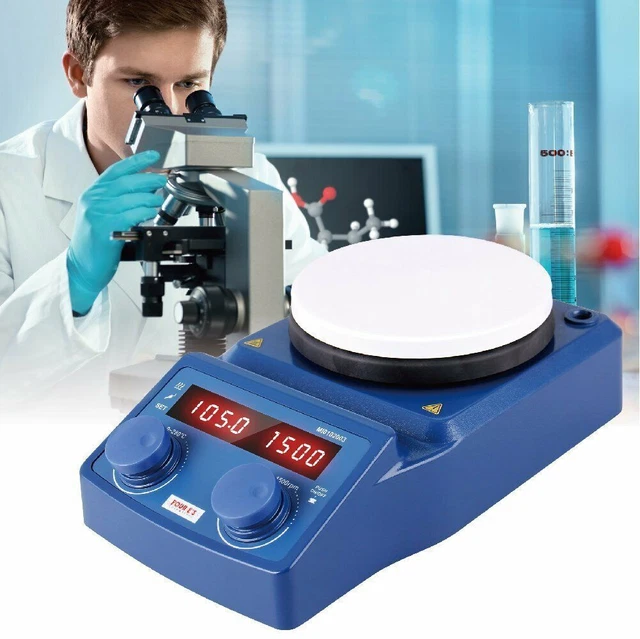 100-1500RPM Magnetic Stirrer Hot Plate w/ Temp Probe Ceramic Coated Lab Stirrers