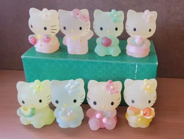 Vintage Hello Kitty Figure Lot Of 8 Glitter And Fruit Rainbow