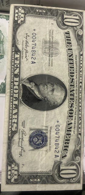1953 $10 TEN DOLLARS *STAR* SILVER CERTIFICATE NOTE VERY FINE Fr1706*