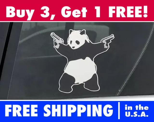 PANDA WITH GUNS Sticker Vinyl Decal BANKSY Bumper Sticker