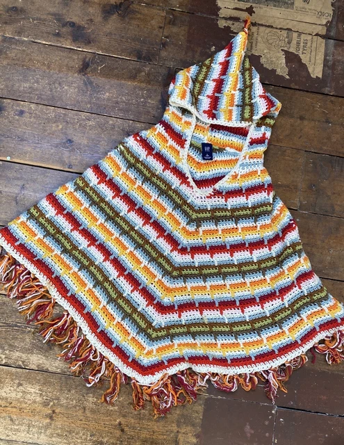 Vintage Gap Knitted Poncho Girls Age 10 Years 1990s Early 00s