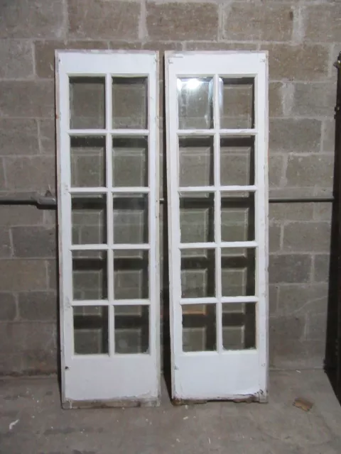 ~ Antique 10 Beveled Sidelites Double Entrance French Doors ~ 22 X 77.5 Salvage