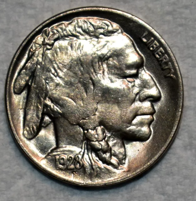 Brilliant Uncirculated 1928-D Buffalo Nickel, Blazing specimen.