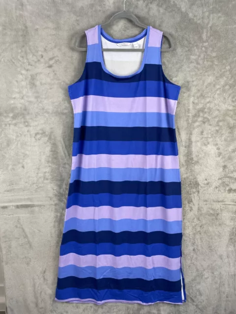 Isaac Mizrahi Live! Dress XL Blue Wide Stripe Printed Maxi Tank Dress