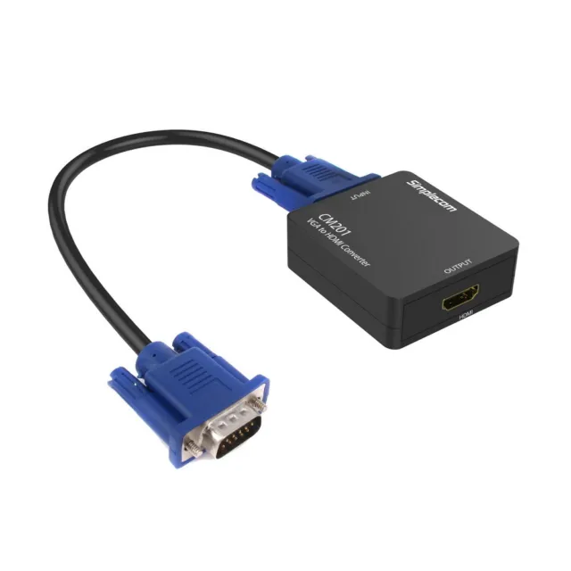 VGA to HDMI Female to Female Video Adapter Cable Converter with Audio HD 1080P