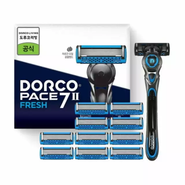 Dorco Pace7 2 Fresh Shaving Razor 1 Handle + 11 Cartridges Set - FREE SHIPPING