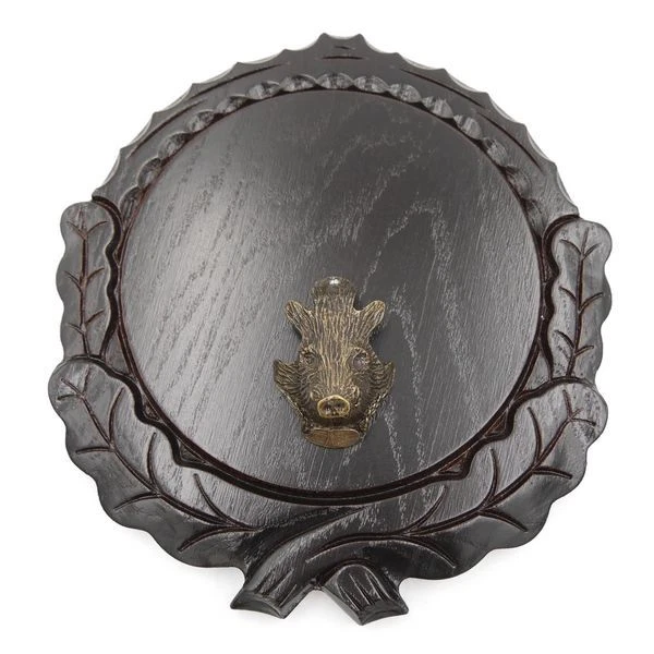 Placa de Jabalí Tallado Oscuro Af 16 CM Con 1 Pieza Cabeza Portada Pequeño