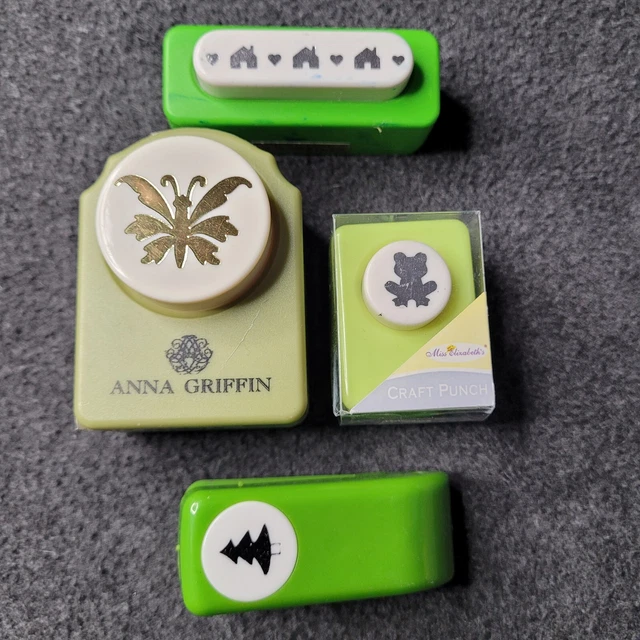 Lote de 4 perforadores de papel Anna Griffin árbol mariposa oso artesanal libro de recortes