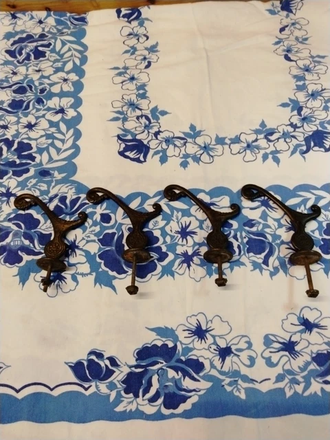 Antique Hall tree Hooks  Ornate Cast iron Rack Coat Hat Lot of 4