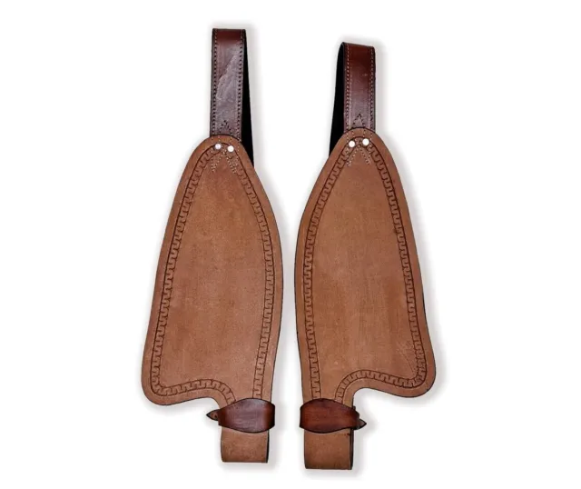 Western Horse Saddle Replacement Fender Pair Genuine Leather Hand Tooled