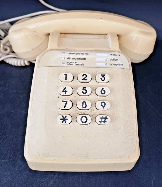 Téléphone Vintage 1981 SOCOTEL S63 Blanc Crème à Touches - Design Rétro PTT