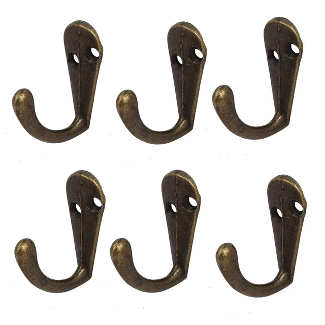 35mmx13mmx30mm Metal Single Hook Wall Door Mounted Clothes Hangers Holders 6pcs