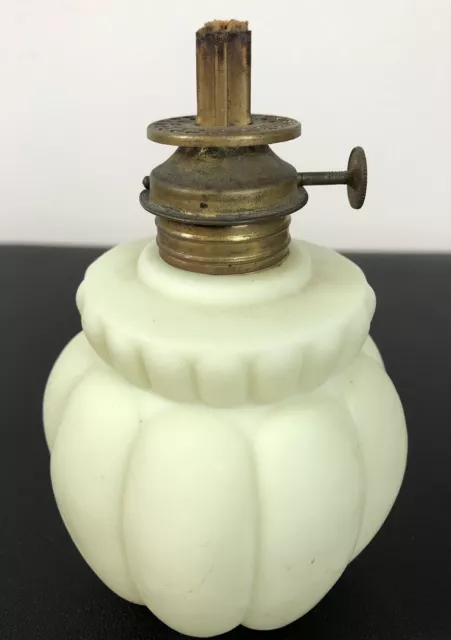 Antique Mini Miniature Custard Uranium Glass Oil Lamp