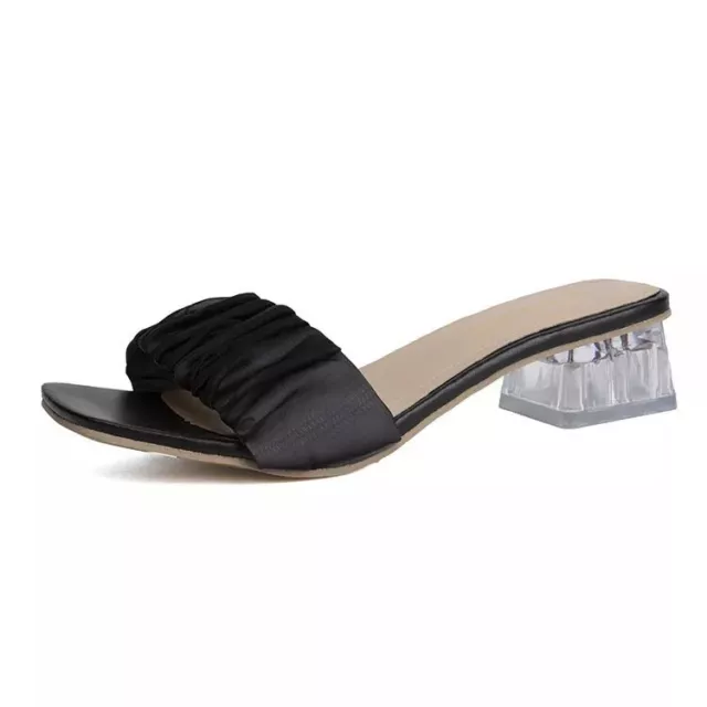 Sandales Sabot Chaussons Femme Talon Confortable 3 CM Noir Cuir Artificiel 27356