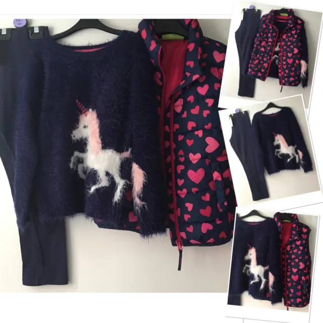Nutmeg girls exc  unicorn jumper & mw gilet & new tags prk leggings 7-8 years