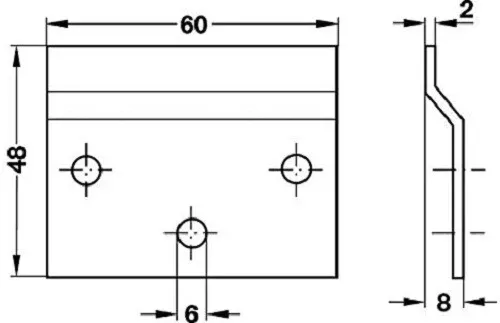 Häfele 6x Placa de Apoyo barra armario Carril Suspensión Multifunción 60x48 MM 2