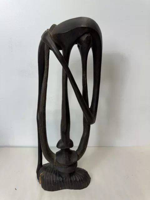 Abstract African Wooden Sculpture Circa 1950s 15”tall x 6” Wide