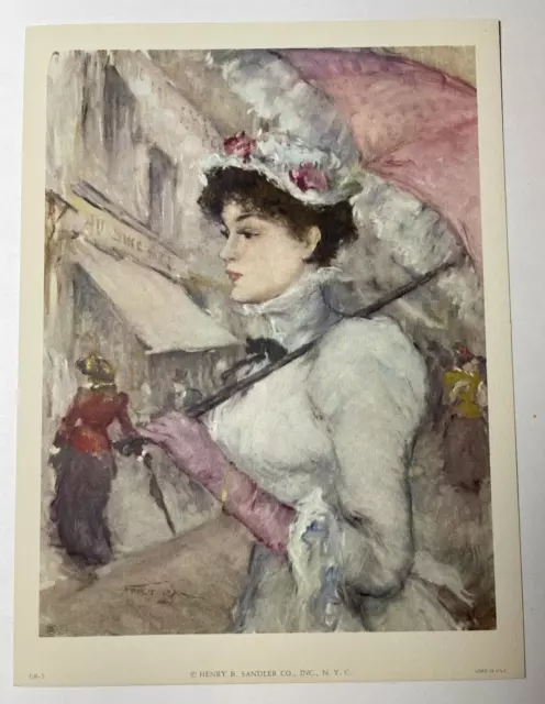 Pal Fried Lithograph Woman with Parasol Unframed 8” x 6” - 18 Available