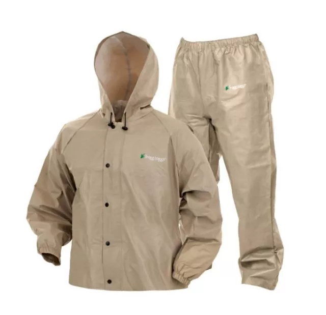 Frog Toggs Pro Lite Rain Suit Mens Small Khaki Jacket Pants All Sport Light Wt