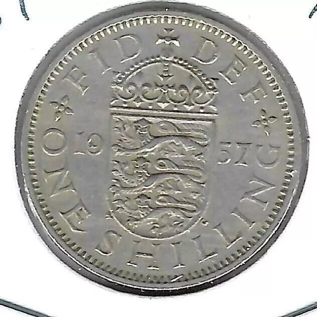 1957 Great Britain Circulated 1 Shilling QEII Coin! (English Crest)