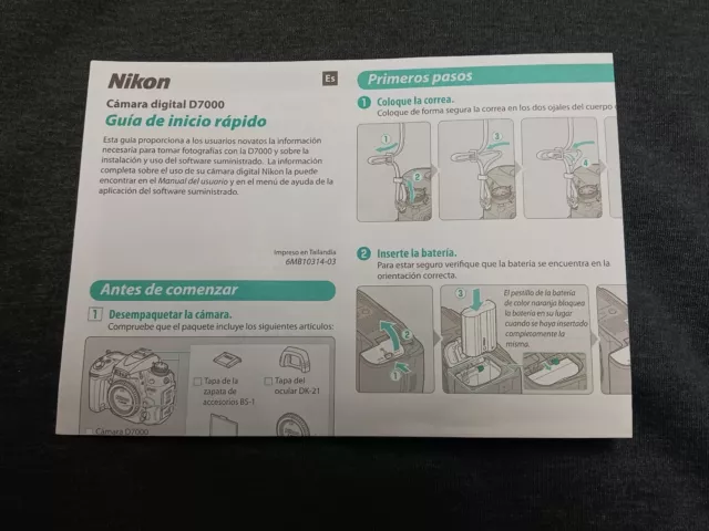 Nikon D7000 Digital Camera Genuine User's Manual / Instruction Guide In SPANISH 3