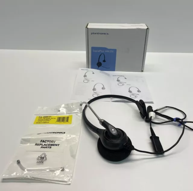 Genuine Plantronics SupraPlus HW251 Monaural Voice Tube Phone Headset Black