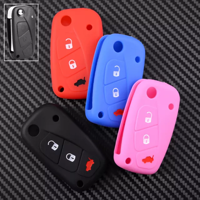 3-Button Silicone Remote Flip Key Cover Case Fob Shell fit for Fiat Punto Panda