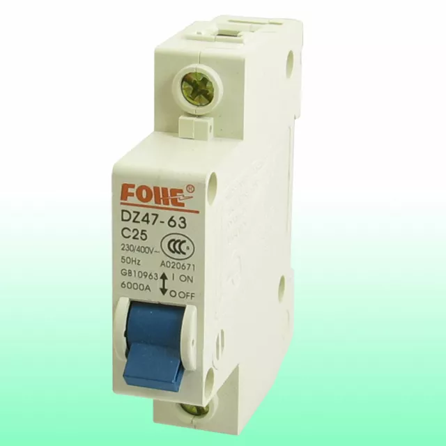 AC 230V 400V 25A 1 Pole 1P On/Off Switch Miniature Circuit Breaker DZ47-63 C25