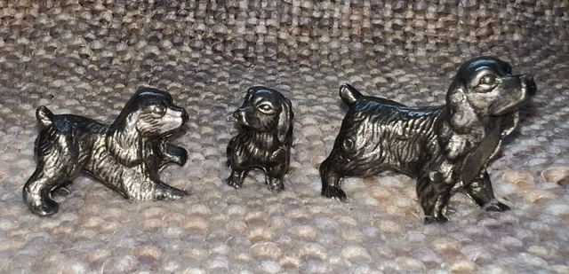 Vintage Silver tone metal spaniel  ornament