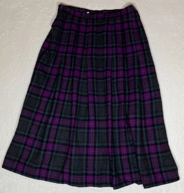 Pendleton Women's 100% Virgin Wool Purple Plaid Skirt Size 16 Vintage 2