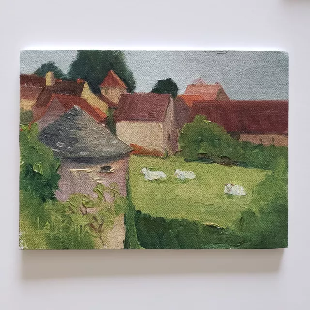 Impressionist Oil Painting on Linen Plein Air Landscape 8"x6" Signed Lambuth COA