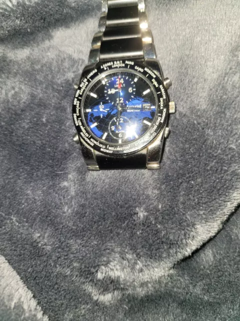 Sekonda Mens Watch  World Time With Silver And Black Strap