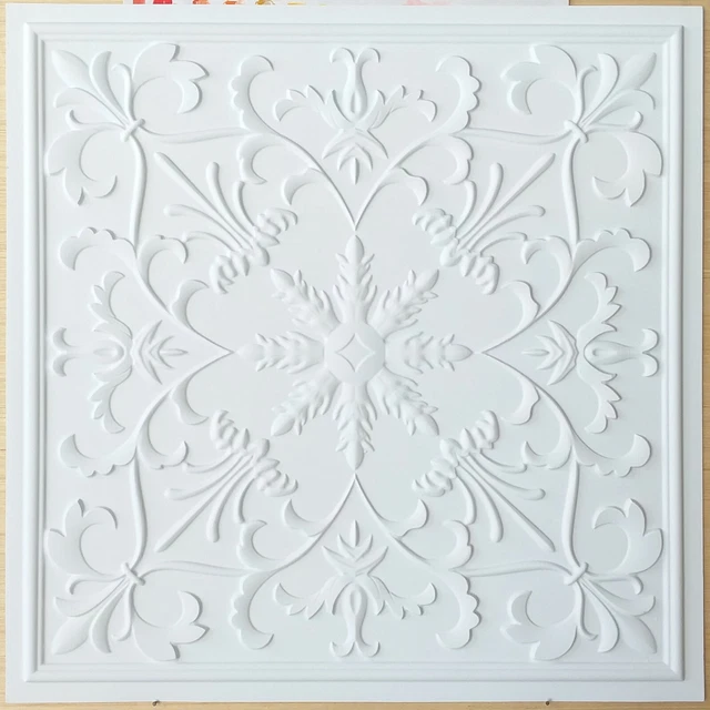 Ceiling tiles Faux tin white matt decor restaurant bar decor wall panels PL70