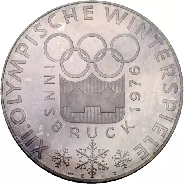 PRAGER: Österreich, 100 Schilling 1976, Olymp. Spiele Innsbruck, Silber [1641]#k