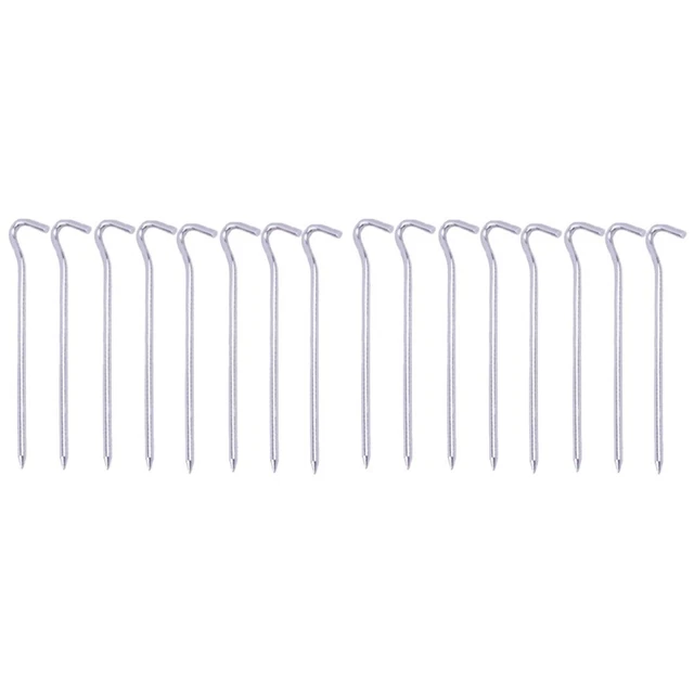 16 Piquets De Tente En Aluminium – Légers, Antirouille, 18 Cm, Avec Crochets Antidérapants, Pour Camping Et Randonnée